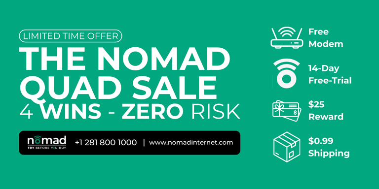 The Nomad Quad Sale: 4 Reasons to Try Internet That Finally Works (Risk-Free)